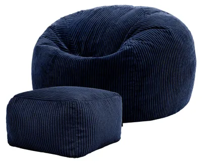 Produktbild von Icon Kingston Sitzsack Cord und Hocker mit Füllung, Blau