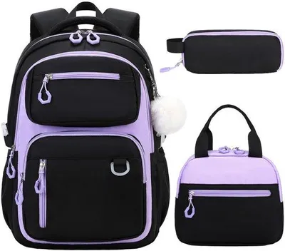Obrázok produktu pre Uniqoos® školský batoh pre dievčatá, 44 x 30 x 18 cm – veľká sada s obloženou taškou a peračníkom, 8 vreciek, vodeodolný, ergonomické nastaviteľné popruhy