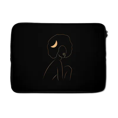 Produktbild von MuchoWow® Laptop Hülle 14 ZollFrau - Gold - Schwarz - Strichzeichnung Laptoptasche - Laptoptasche - Stoßsicher - Schutzhaube