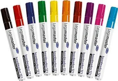 Image de Legamaster TZ1 Marqueurs pour tableaux blancs assortis 10pc - 10 pièce(s) - noir - bleu - marron - vert - marine - orange - rose - rouge - violet - jaune - blanc - 1,5 mm - 3 mm - Allemagne (7-110099)