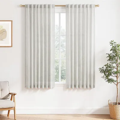 Imagen del producto de Juego de 2 cortinas de lino para cocina y salón
