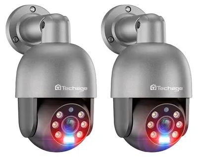 Immagine prodotto di Telecamera di sicurezza, risoluzione 8 MP, funzione di visione notturna, 2 telecamere PTZ da 8 MP