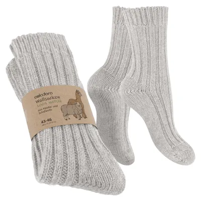 Image de Celodoro Chaussettes 100 % laine naturelle pour femmes et hommes avec chaussettes d'hiver en alpaga (1 paire) - Gris 47-50