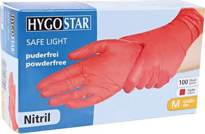 Produktbild von Franz Mensch Nitrilhandschuh SAFE LIGHT rot S puderfrei, 10 x 100 Stück