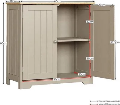 Produktbild von Famanu Badschrank 30 x 60 x 60 cm - Grau mit Lamellentüren