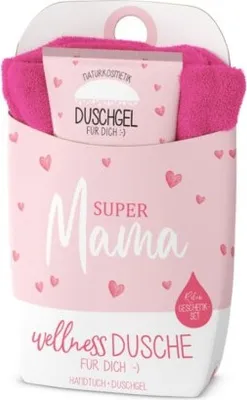 Produktbild von la Vida Wellness-Dusche Geschenkset Duschgel+Baumwoll-Handtuch für Mama + Papa (Super Mama)
