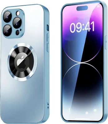 Productafbeelding van Magnetische hoes voor de iPhone 15 Pro Max met lensbescherming en logo-weergave - Blauw