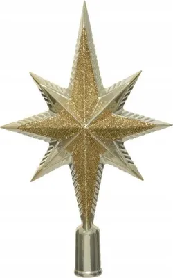 Produktbild von Christbaumspitze Glitzerstern Hellgold 26cm - Unzerbrechlich, Glamouröse Dekoration für Weihnachten