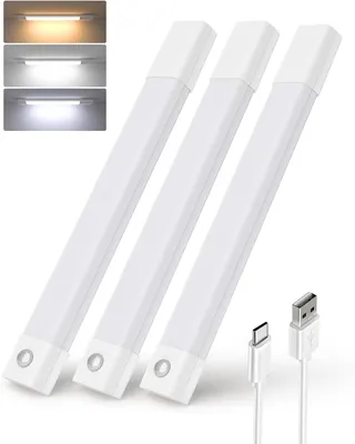Immagine prodotto di Lampada LED per armadi - Illuminazione per armadi senza fili - Luce per armadi - Con sensore di movimento - 30 cm, confezione da 3 - Bianco
