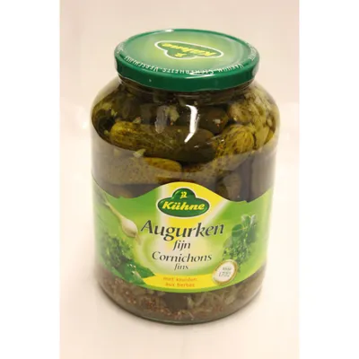 Produktbild von Kühne Augurken fijn Cornichons 1700ml Glas (Gewürzgurken)