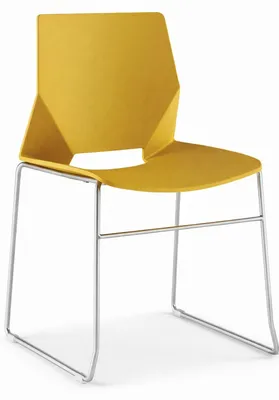 Produktbild von Seminarstuhl mit gelber Kunststoffrückenlehne und Metallgestell