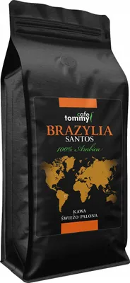 Obrázek produktu pro Tommy Cafe Brazylia Santos 17/18 Guaxupe 1kg, 1 kg, Americano (slabšíˌ větší objem), Espresso, Středně pražená, 1 kusů, Taška