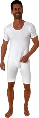 Produktbild von Pflegebody kurzarm - UNISEX - mit Beinreißverschluss  ; weiss , XXL