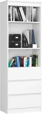 Image de Étagère de bureau élégante blanche avec 3 tiroirs et 3 étagères pour espace de travail