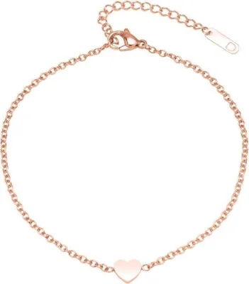 Produktbild von Dezente Fußkette mit Herzanhänger -rosévergoldet A5021