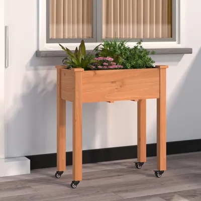 Produktbild von CLORIS Pflanzkübel mit Einsatz und Rollen Braun 71x37x80 cm Tannenholz - Beete LL0000206227