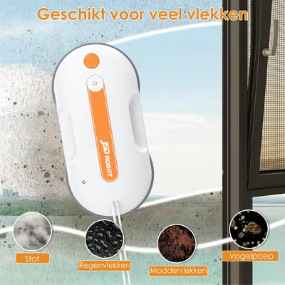 Image de Nettoyeur de fenêtres électrique - Robot de nettoyage de vitres - Puissance 5300 Pa - Double jet d'eau - Détection des bords - Blanc