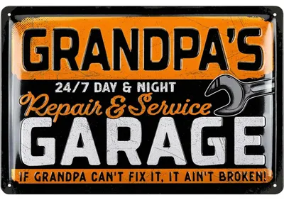 Produktbild von LANOLU Retro Blechschild - Opas Service Schild für Opas Werkstatt, Vatertagsgeschenk für Opa - Bester Opa Schild 20x30cm