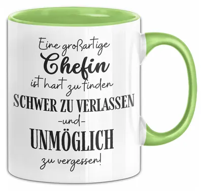 Produktbild von Chefin Abschied Geschenk Tasse Abschiedsgeschenk für Chefin Hart Zu Finden Schwer Zu Verlassen (Grün)