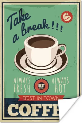 Produktbild von MuchoWow® Poster Kaffee - Jahrgang - Zitat 80x120 cm - Papierdruck