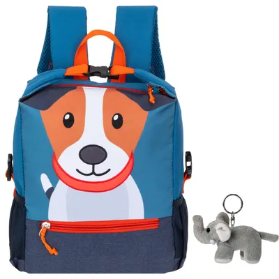 Produktbild von Kinderrucksack für Mädchen Jungen Kinder Rucksack Tierrucksack Animal Backpack Kindergartenrucksack kids backpack 20643 0600 Hund Fiete Blau + Eisbäranhänger