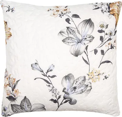 Produktbild von Clayre & Eef Kissenbezug 50x50 cm Weiß Grau Polyester Blumen