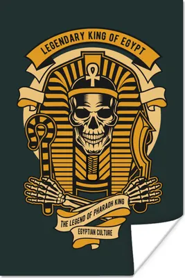 Produktbild von MuchoWow® Poster Skelett - Pharao - Retro - Ägypten 120x180 cm - Kunstposter
