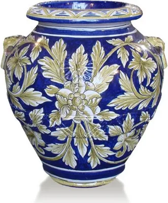 Produktbild von Casa Padrino Luxus Barock Terracotta Vase Blau / Gold / Weiß - Verschiedene Größen - Prunkvolle handgefertigte & handbemalte Blumenvase - Barock Deko Accessoires