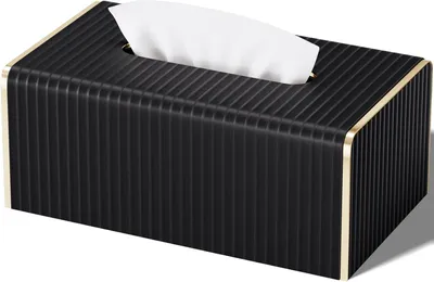 Obrázok produktu pre Box na kozmetické vreckovky čierny, 25 cm, Imitácia kože, obdĺžnikový, do kúpeľne