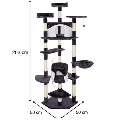 Image de Springos® Arbre à chat Arbre à chat 2 maisons pour chats Plates-formes Creux de repos 203 cm