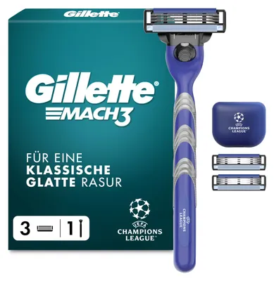 Produktbild von Gillette Mach 3 Standard Rasierer Herren, Metall, Blau/Grau
