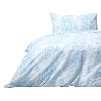 Immagine prodotto di Set copripiumino HOMESCAPES con motivo toile de jouy, 135 x 200 cm, blu