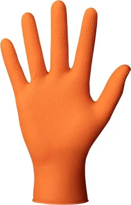 Produktbild von Nitril-Handschuhe "Powergrip", orange, Größe XL, 50 Stück.