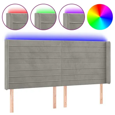 Zdjęcie produktu dla Zagłówek Do Łóżka Z Led, Jasnoszary, 203X16X118/128 Cm, Aksamit Lumarko!