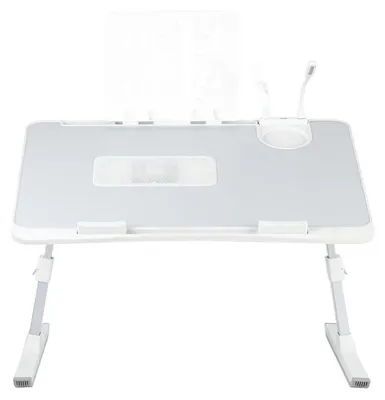 Obrázok produktu pre Sklopný nočný stolík s nastaviteľnou výškou, sklopný stolík na notebook, 60 x 40 x 26-39 cm, sivý