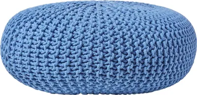 Produktbild von HOMESCAPES Großer Strickpouf 100% Baumwolle, blau