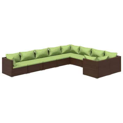 Produktbild von 9-tlg. Garten-Lounge-Set mit Kissen Poly Rattan Braun
