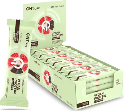 Produktbild von QNT Vegan Protein Bar + L-Carnitine (28x40g) Chocolate Raspberry Brownie - Riegel - Protein-Riegel