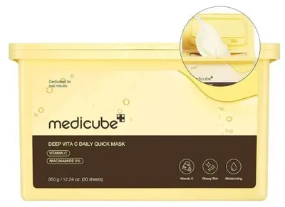 Produktbild von Medicube - Deep Vita C Daily Quick Mask, 30 Stk. - Satz leuchtender Gesichtsmasken in Bögen