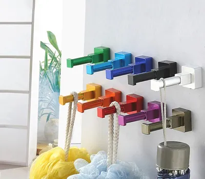 Immagine prodotto di Set di 10 ganci appendiabiti in metallo (mix colorato, quadrato)