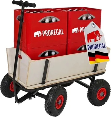 Produktbild von Profi Bollerwagen Bolly Holz Luftreifen HxBxT 97x90x60cm, Traglast 150kg, Luftbereifung, Schwarz, Handwagen Holzbollerwagen Transportwagen