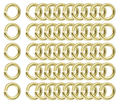 50 offene Federringe 10 mm, Messing 2 mm, Goldton