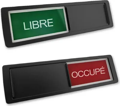 Produktbild von Schiebeschild "Libre-Occupé" in einem schwarzen Kunststoffschiebeprofil ca. 178x50mm