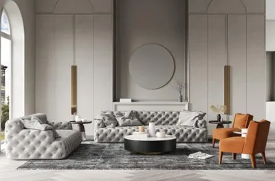 Productafbeelding van Chesterfield leren bank, driezitter, relax, design, loungebank, 234 cm