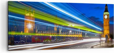 Produktbild von Bild auf Leinwand - Leinwandbild - London Parlamentsgebäude Big ben - 120x50cm - Wand Bild - Wanddeko - Leinwanddruck - Bilder - Kunstdruck - Leinwand bilder - Wandkunst - AB120x50-1446