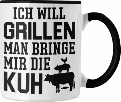 Produktbild von Trendation - Grill Tasse Geschenk Männer Steak Liebhaber Grillen Geschenkidee Vater (Schwarz)
