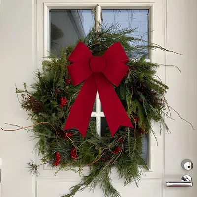 Produktbild von Rote Schleifen Weihnachten - 2 Stš¹ck Weihnachtsschleifen Gro? 21x31cm - Weihnachtsbaum Deko Schleife zum Basteln von Weihnachtskranz, Weihnachtsbaumschmuck, Tš¹r Deko Weihnachten
