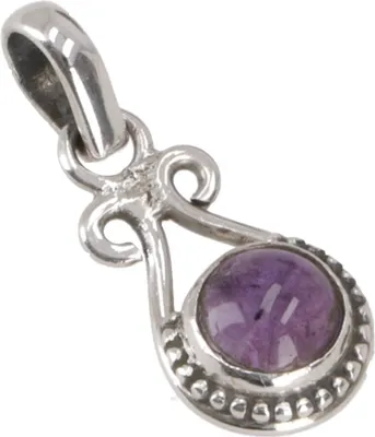 Produktbild von Zierlicher Boho Silberanhänger, Indischer Kettenanhänger aus Silber - Amethyst, Violett, SterlingSilber, 2*1 cm, Anhänger & Amulette aus Silber