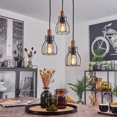 Produktbild von Aprica »Aprica«  Hängelampe aus Metall/Holz in Schwarz/Natur