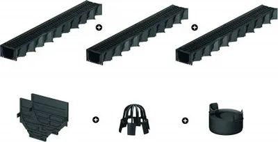 Produktbild von ACO HexaLine SET Entwässerungsrinne Stegrost Kunststoff 3x1m inkl. Zubehör Kit